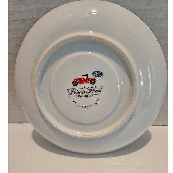 Princess House Porcelain Teacup & Saucer Vintage Car Design Inscribed Gold Trim - Picture 8 of 10